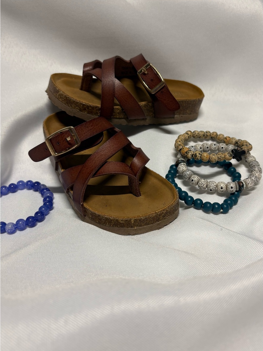 Steve Madden Brown Leather Strappy Slide Sandals